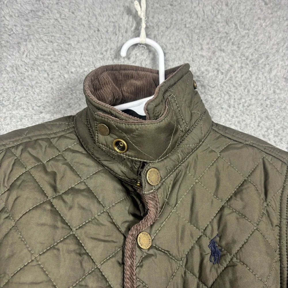 Polo Ralph Lauren Kids Olive Green Quilted Barn Jacket Corduroy Collar 4/4T
